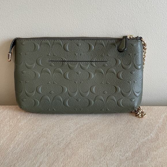 Coach Signature Embossed Leather Wristlet - Picture 8 of 16